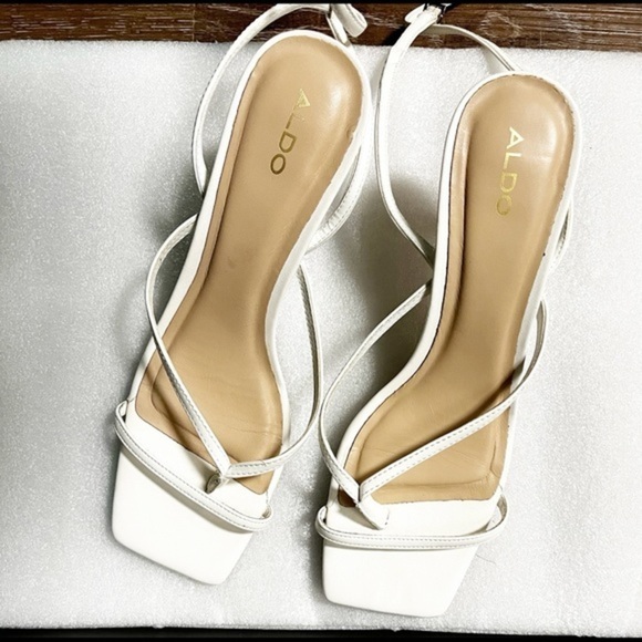 Aldo kaviel white strap sandals heel - Picture 1 of 9